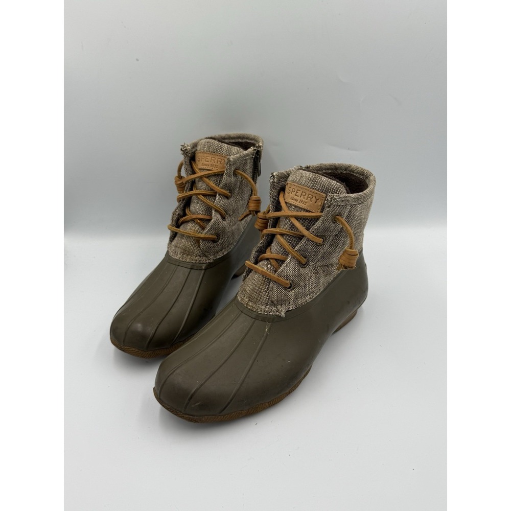 Sperry Top-Sider Saltwater Duck Boots Women's Size 7 Beige Brown Wool STS80510